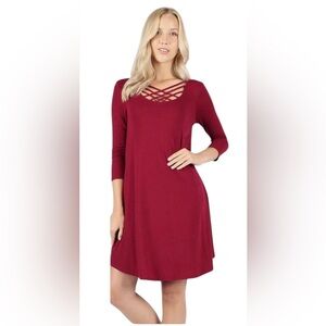 NEW•3X•Essential Threads Elle’s Minimalist Cross Strap Neckline Swing Dress